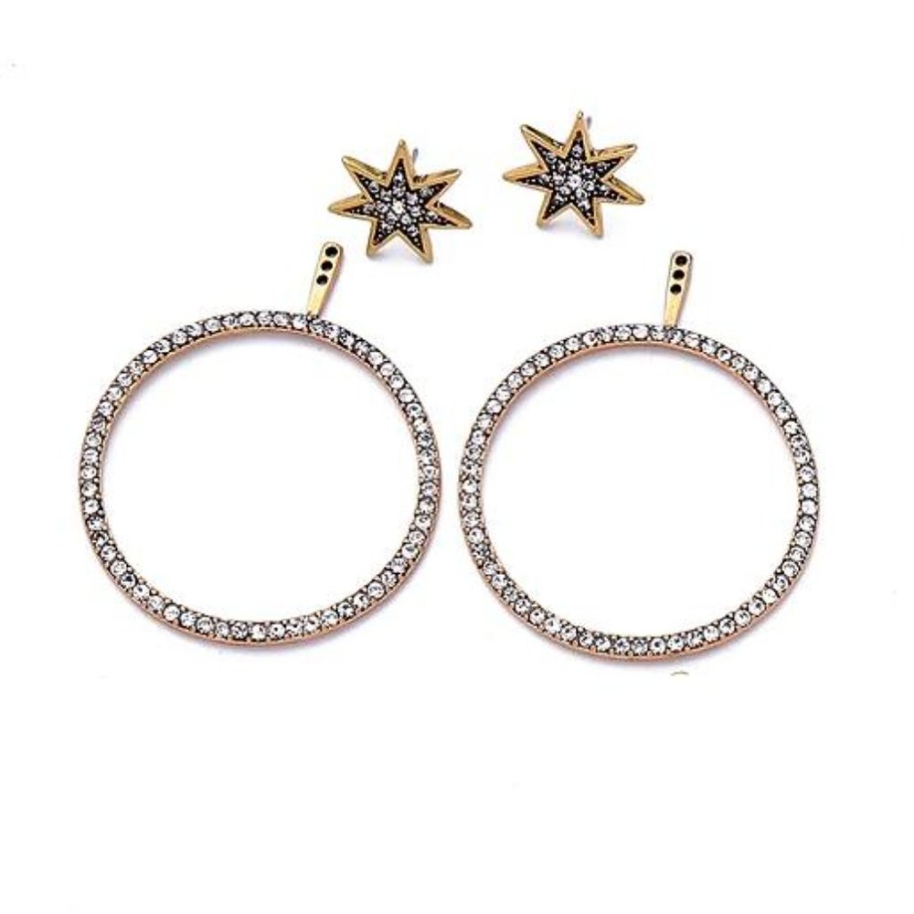Star Rhinestone Hoop Earrings - Picture 2 of 5